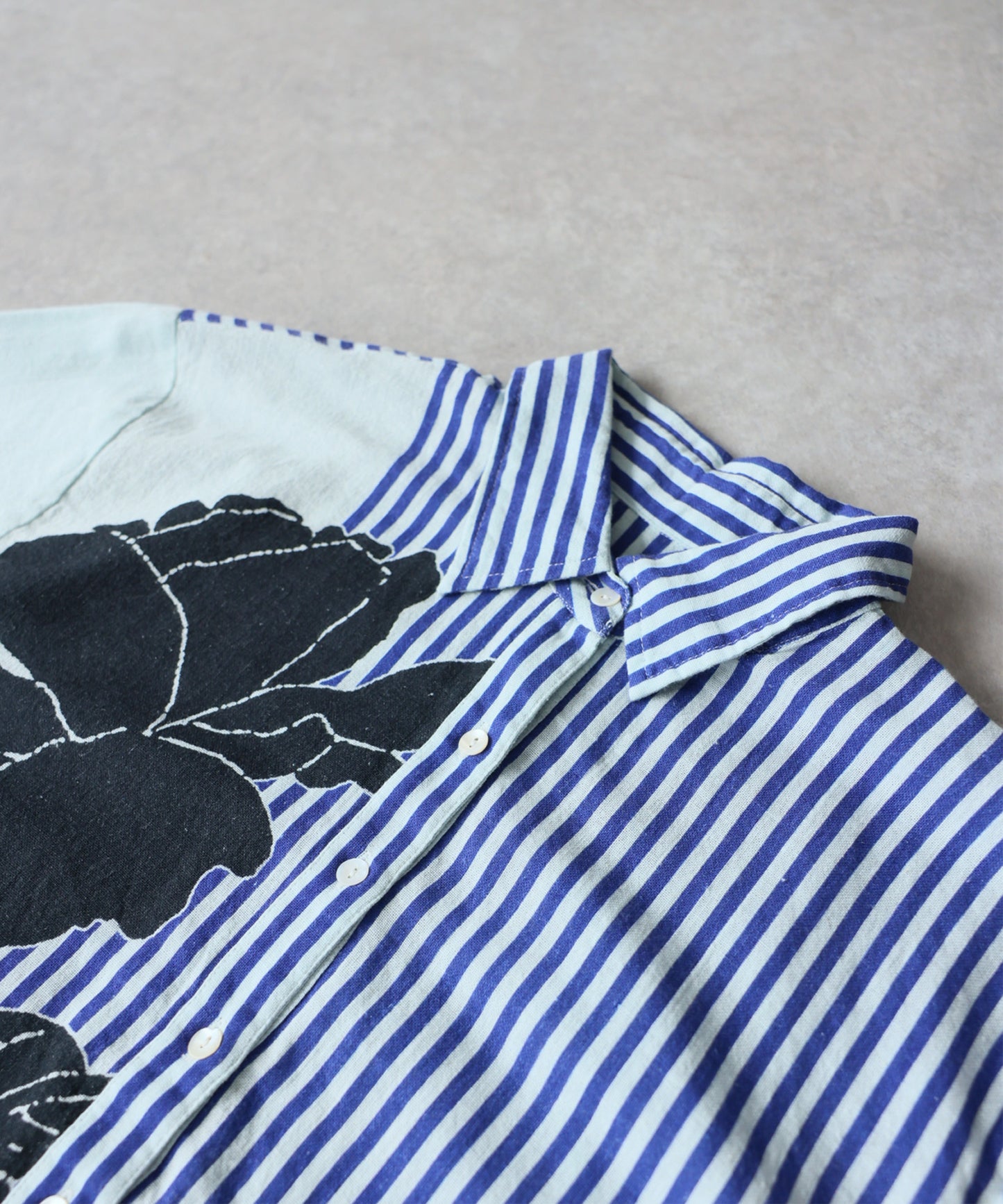 Striped Floral Print Shirt Ladies
