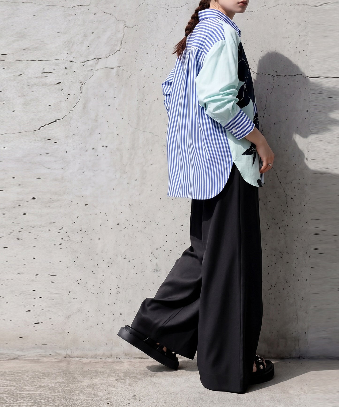 Striped Floral Print Shirt Ladies