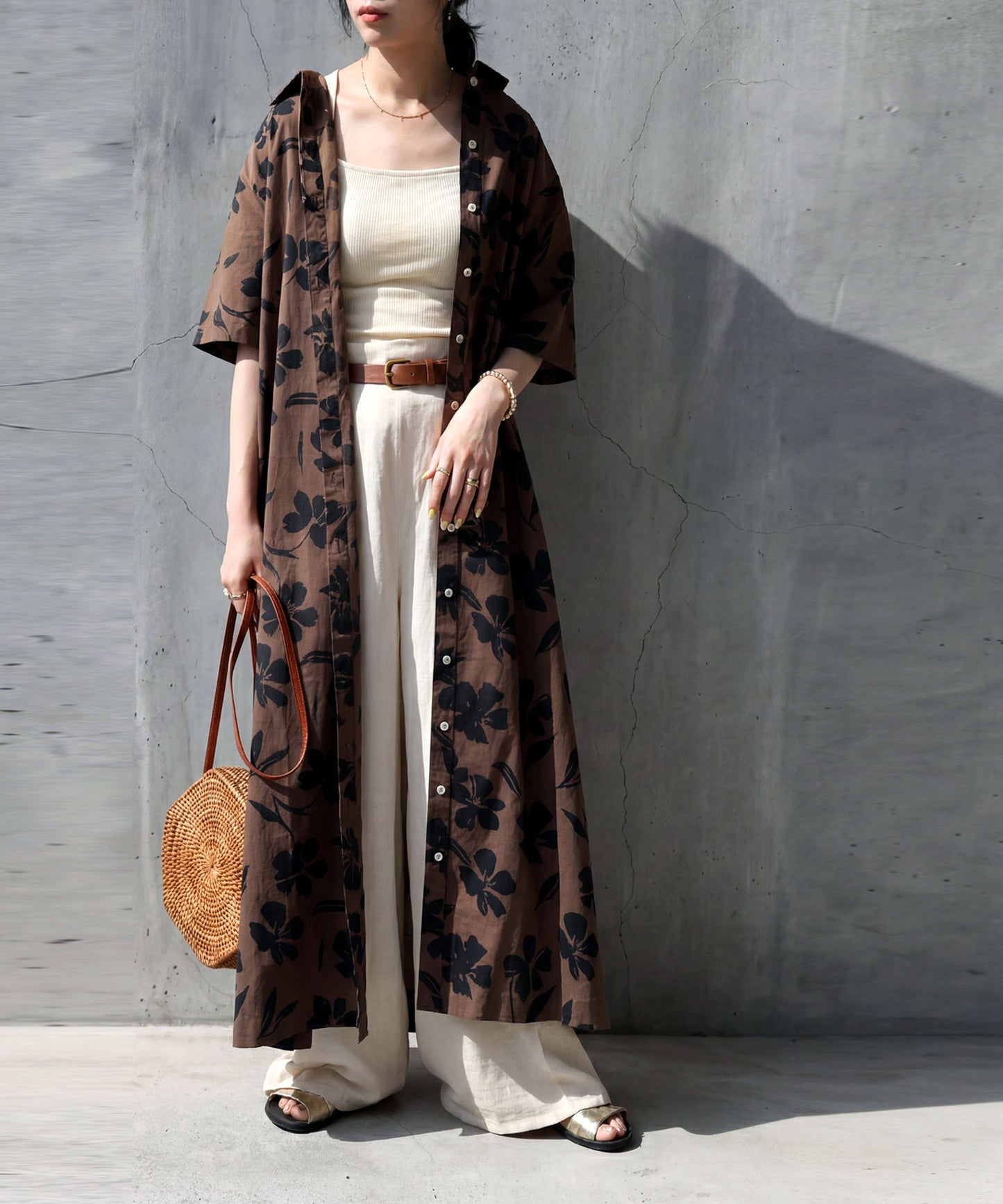 100% Cotton Floral Print Shirt Dress Ladies