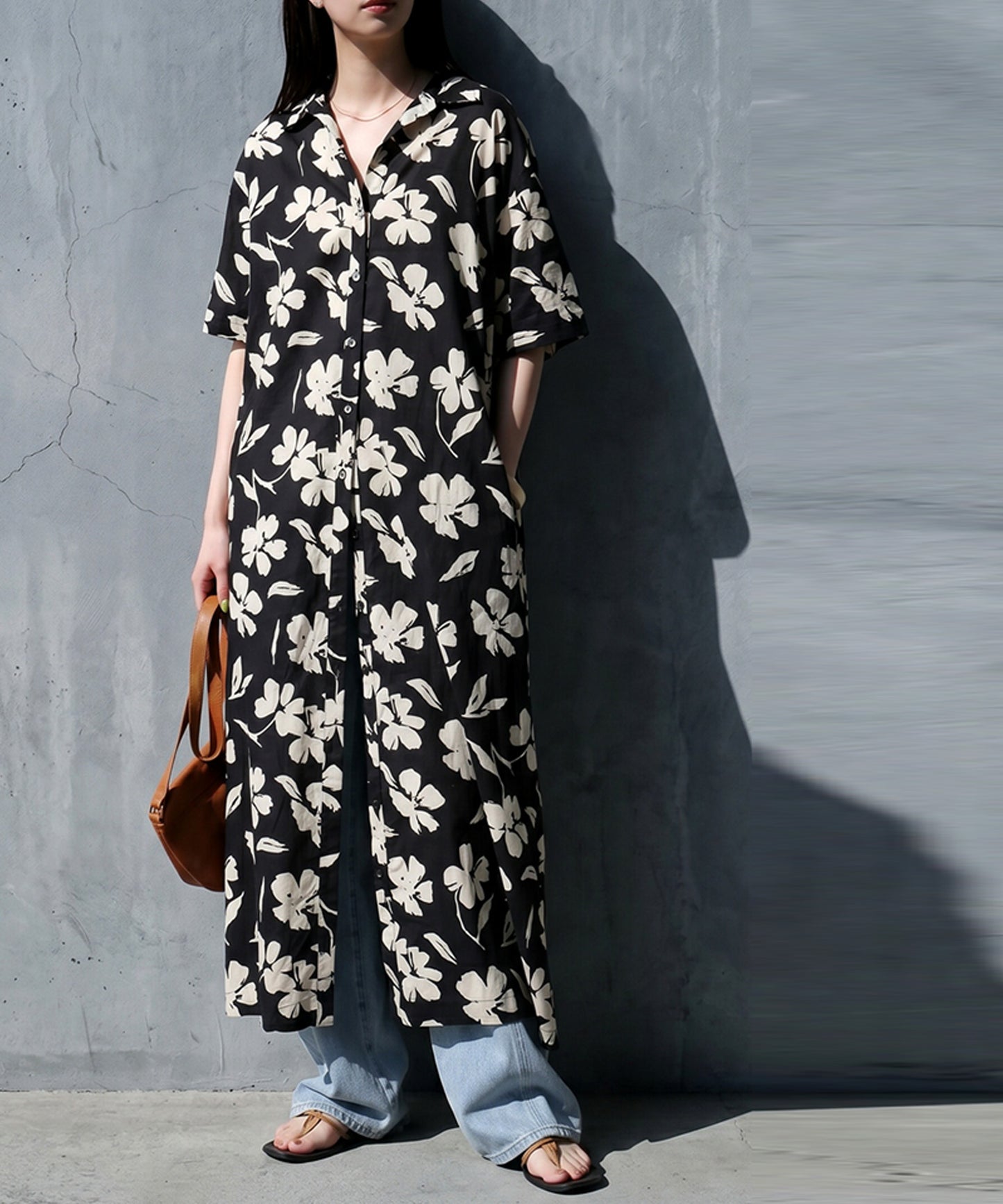 100% Cotton Floral Print Shirt Dress Ladies