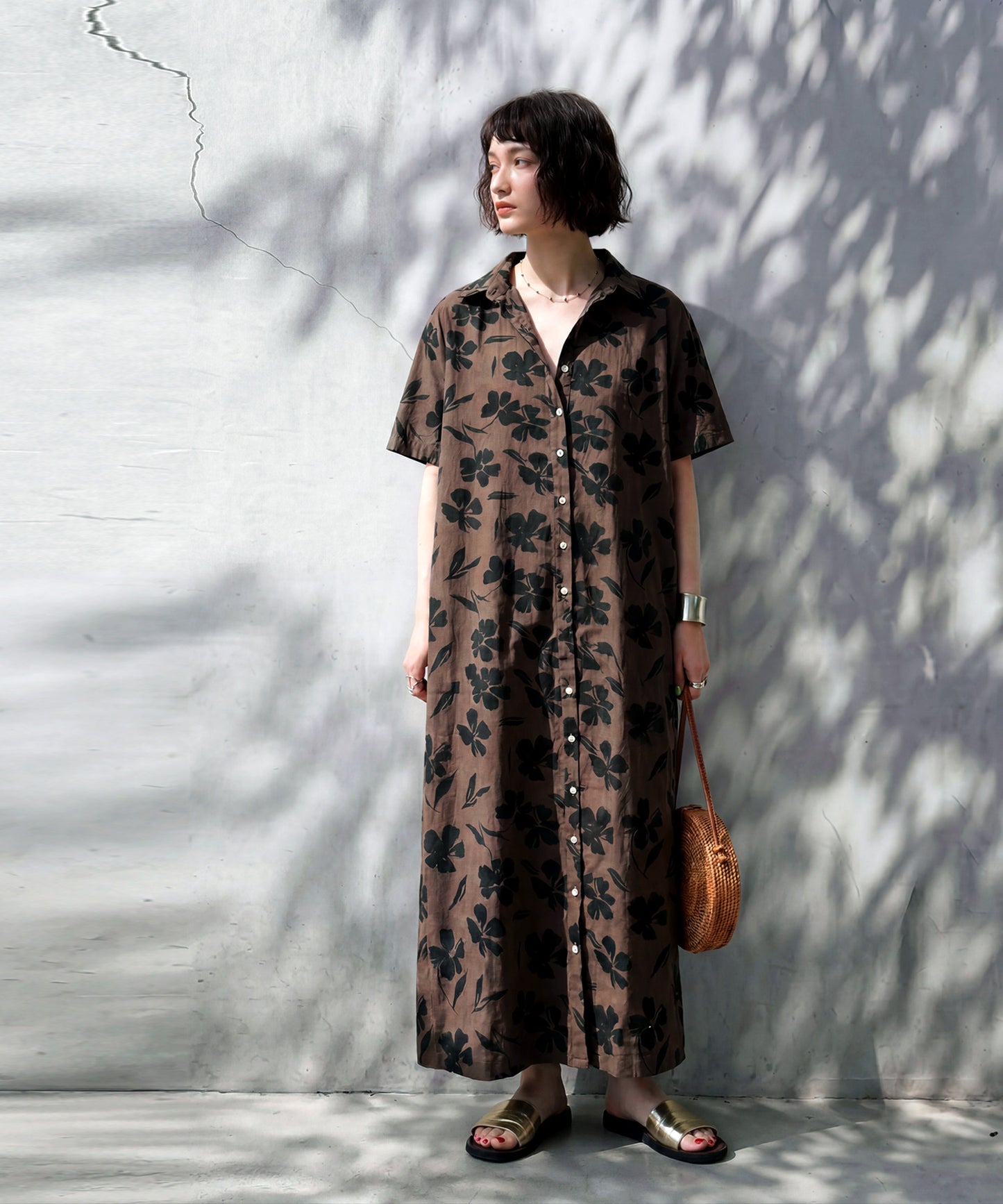 100% Cotton Floral Print Shirt Dress Ladies