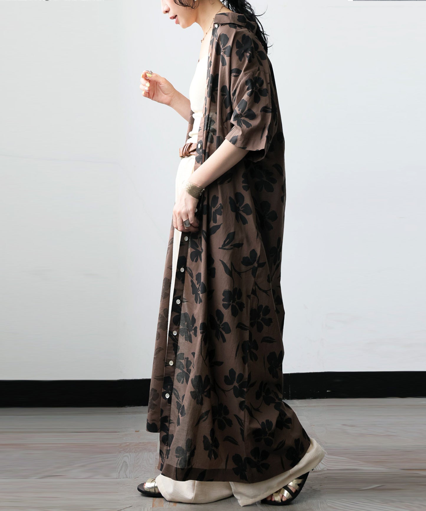 100% Cotton Floral Print Shirt Dress Ladies