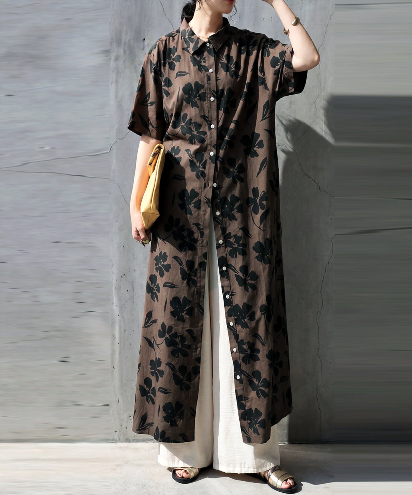 100% Cotton Floral Print Shirt Dress Ladies