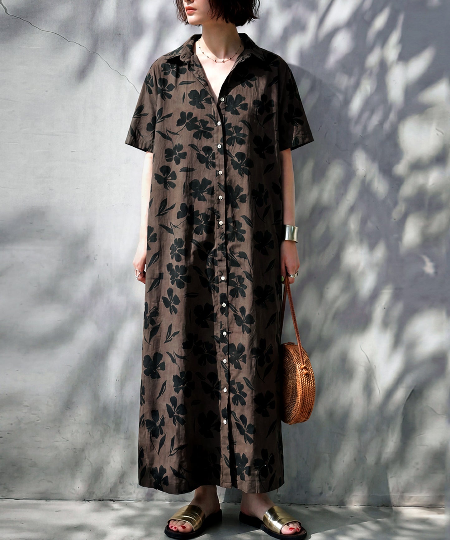 100% Cotton Floral Print Shirt Dress Ladies