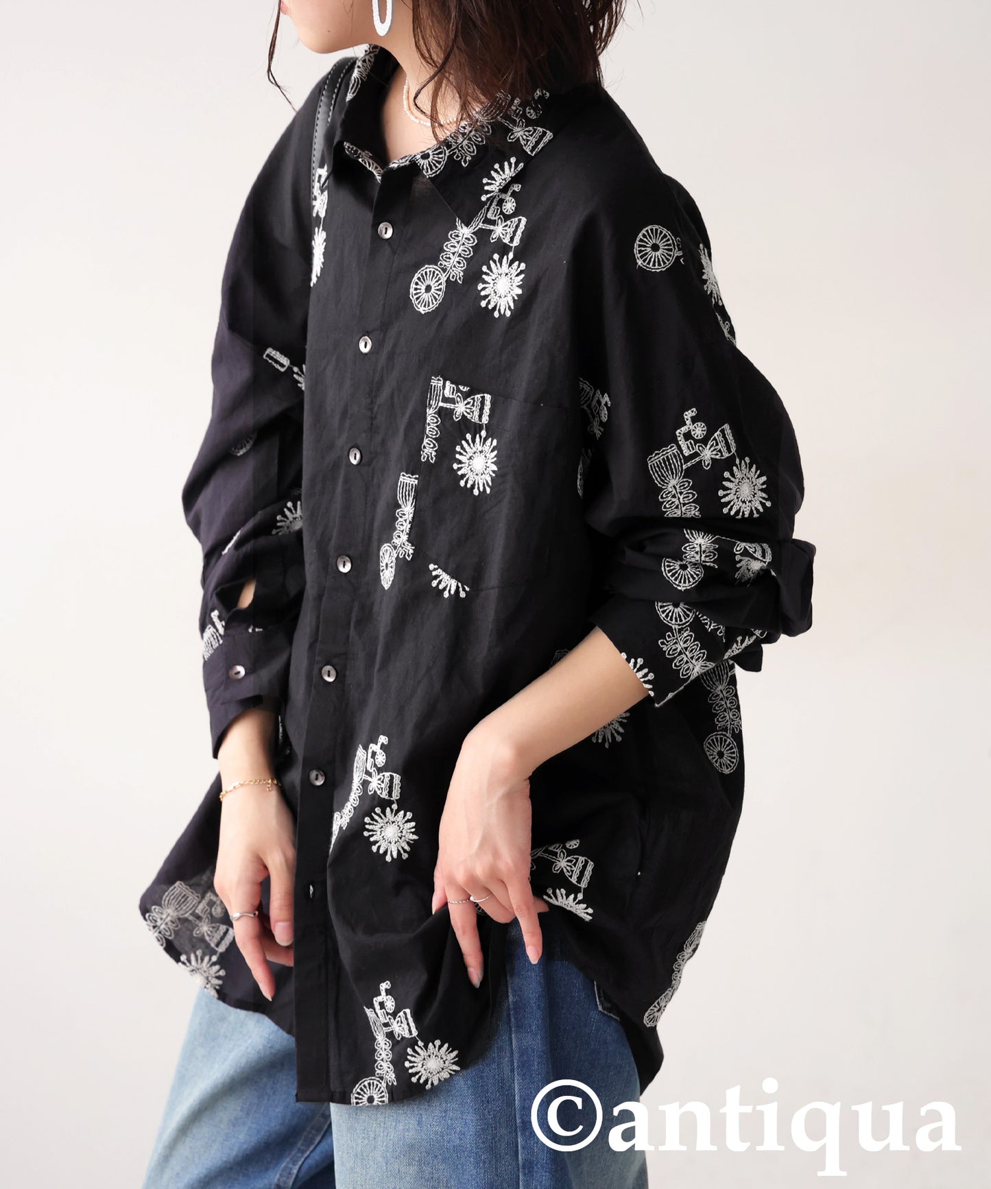 Ladies Indian Cotton Embroidery Shirt