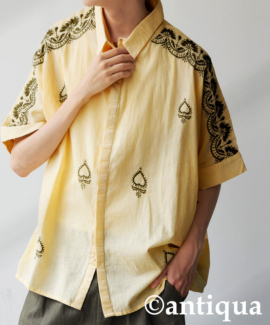 Men's Indian Cotton Embroidered Shirt