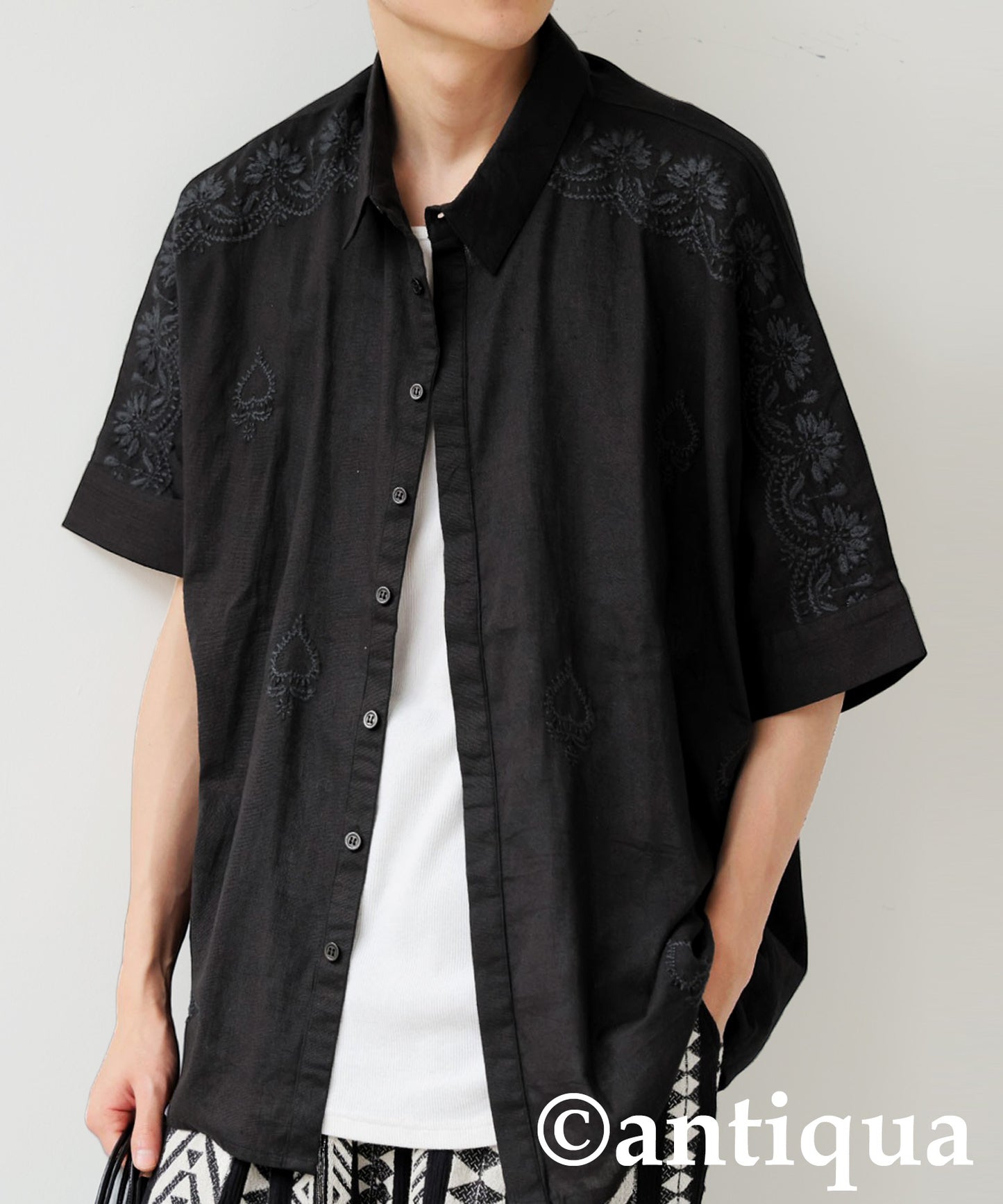 Men's Indian Cotton Embroidered Shirt