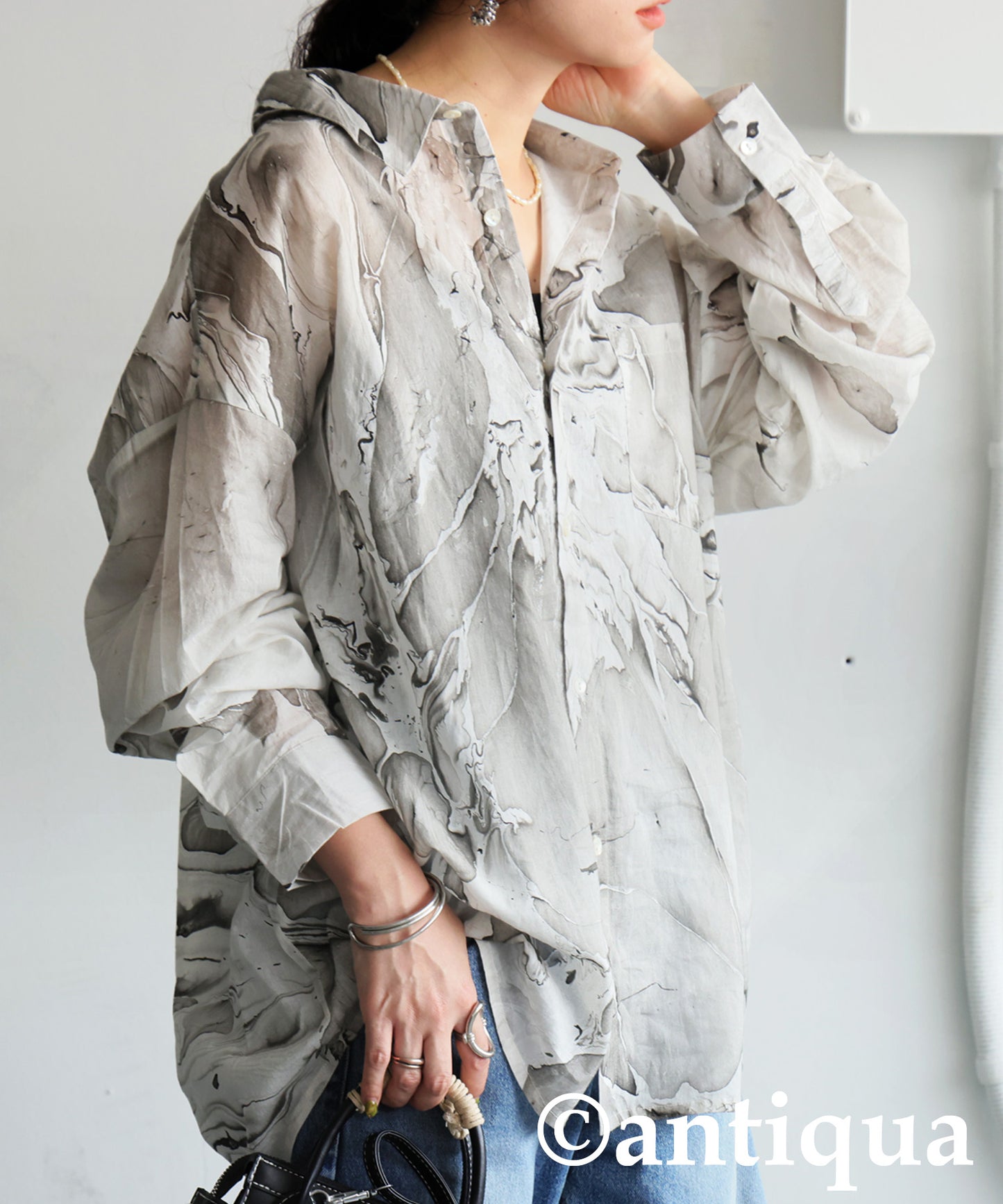 Marble Print Shirt Ladies