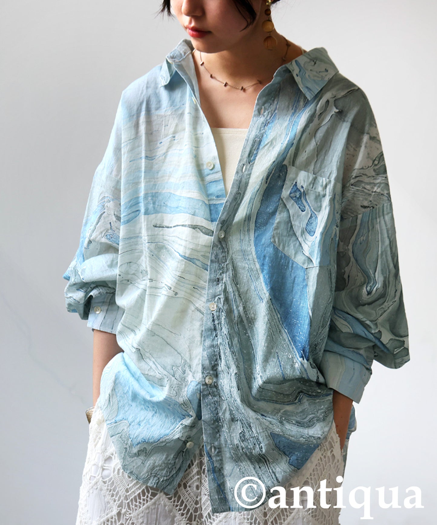 Marble Print Shirt Ladies