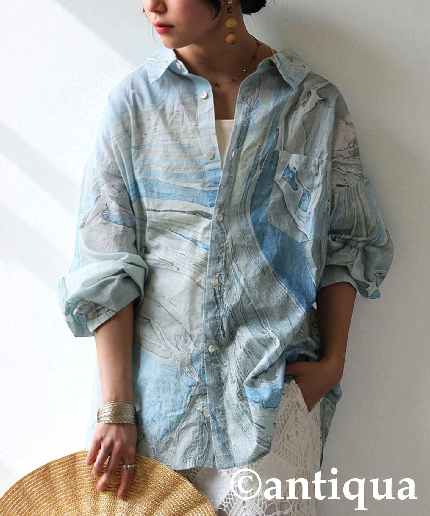 Marble Print Shirt Ladies