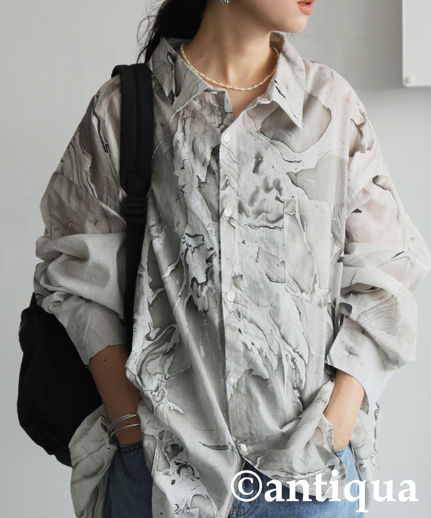 Marble Print Shirt Ladies