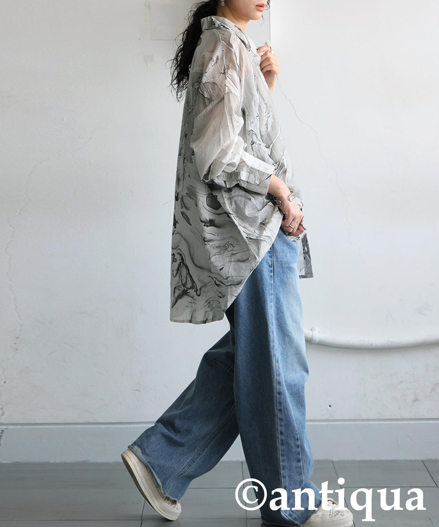 Marble Print Shirt Ladies