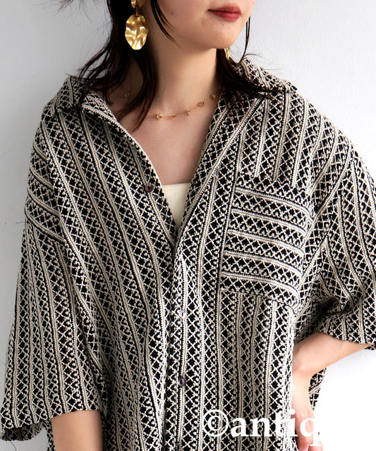 Ladies Lace Open Collar Shirt