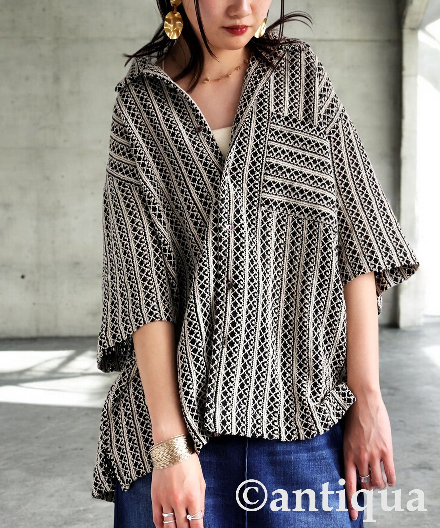 Ladies Lace Open Collar Shirt