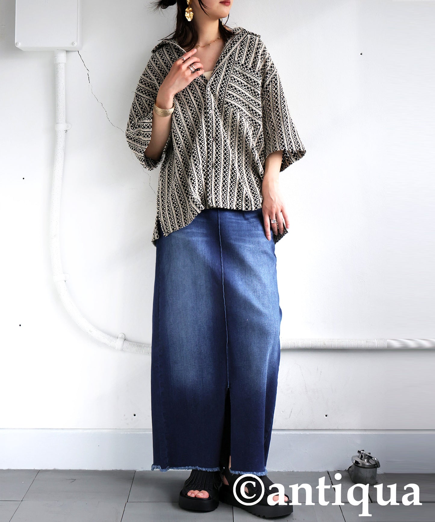 Ladies Lace Open Collar Shirt