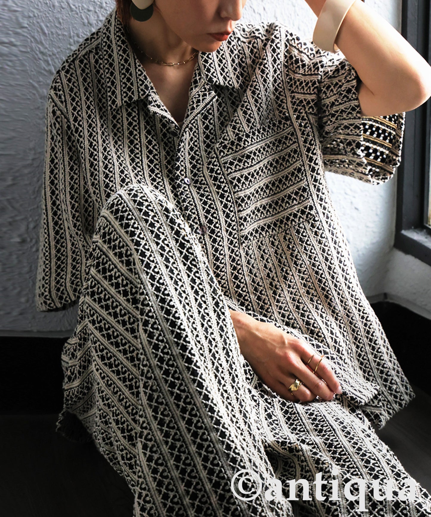 Ladies Lace Open Collar Shirt