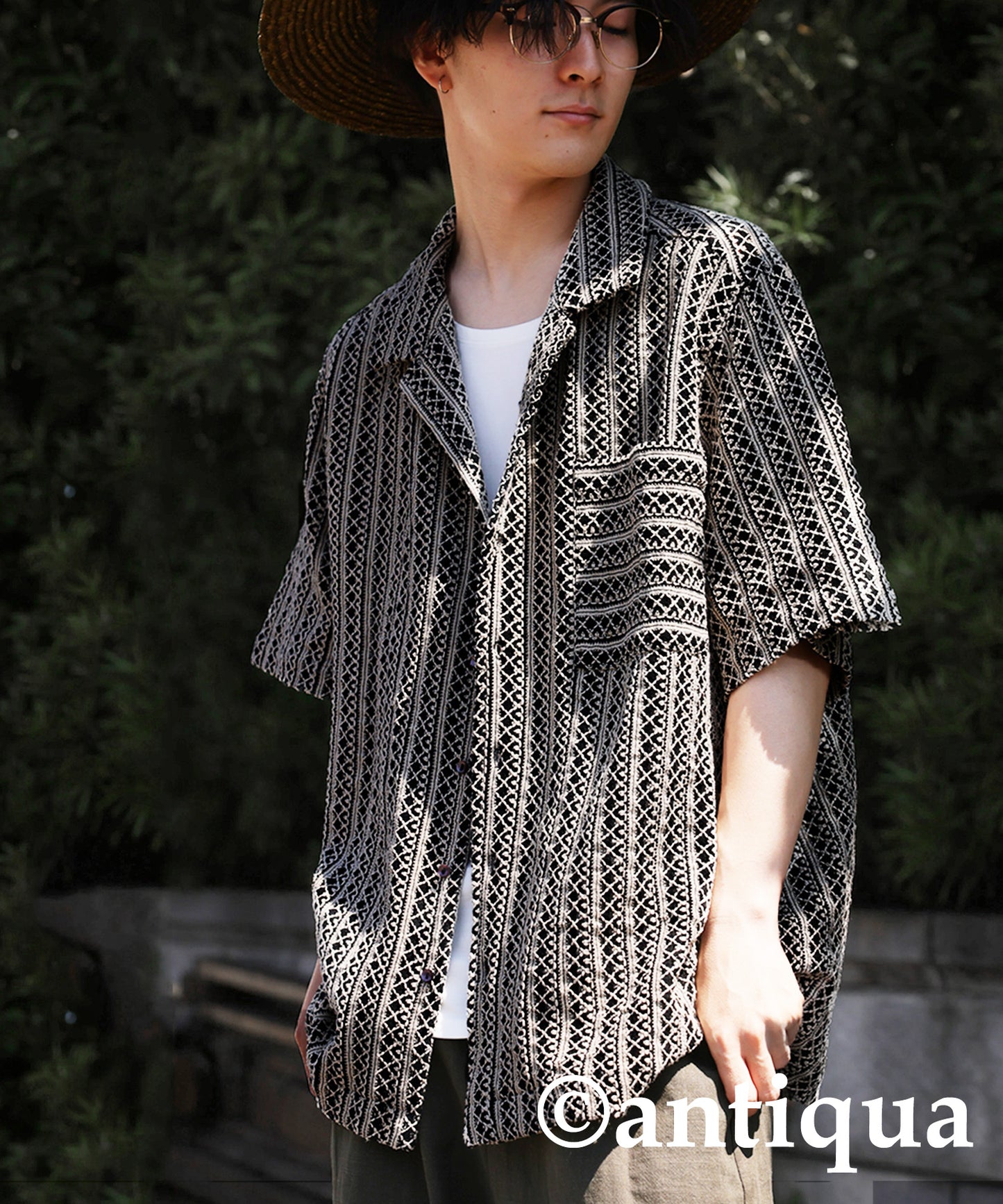 Men's Lace Open Collar Shirt