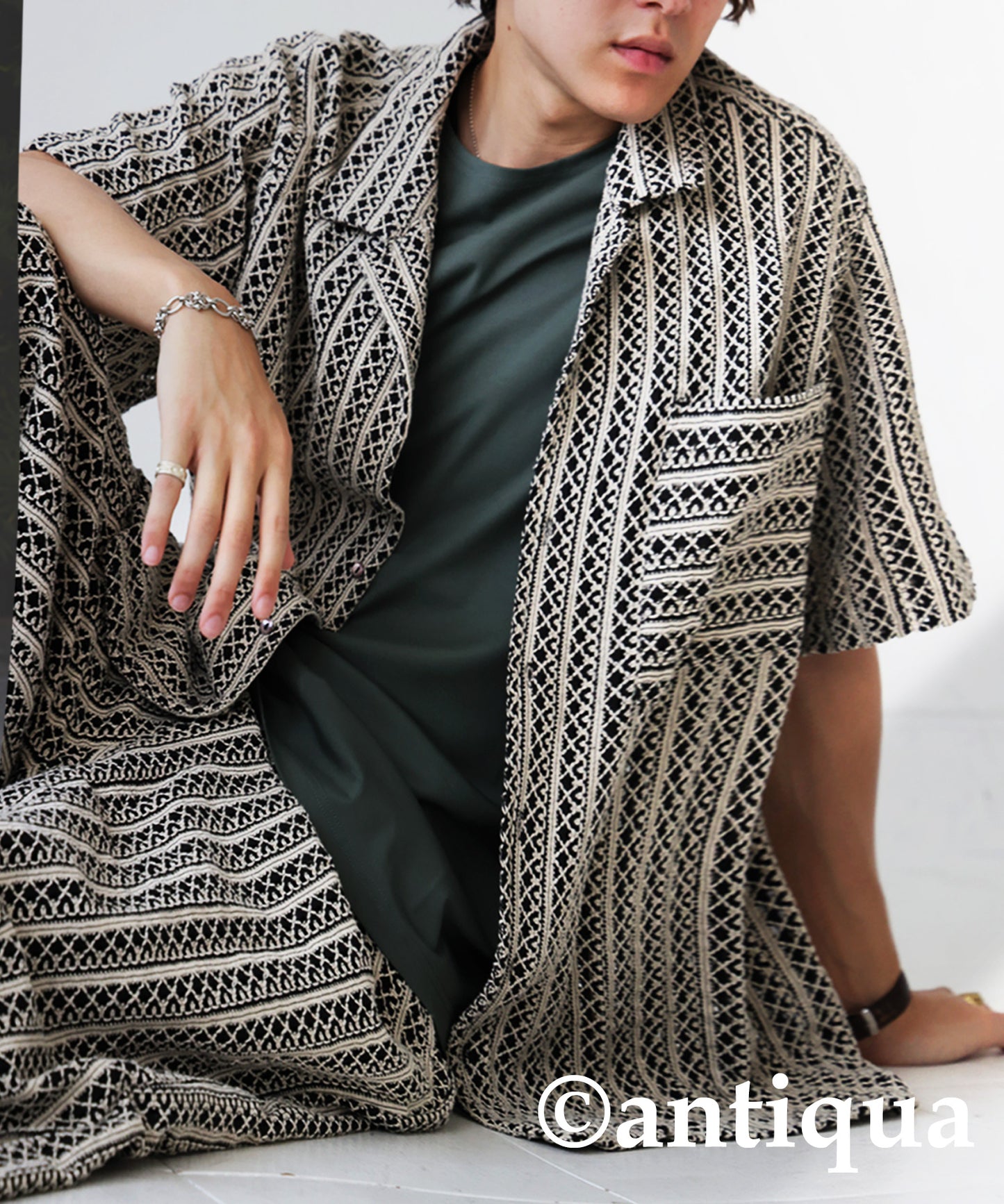 Men's Lace Open Collar Shirt