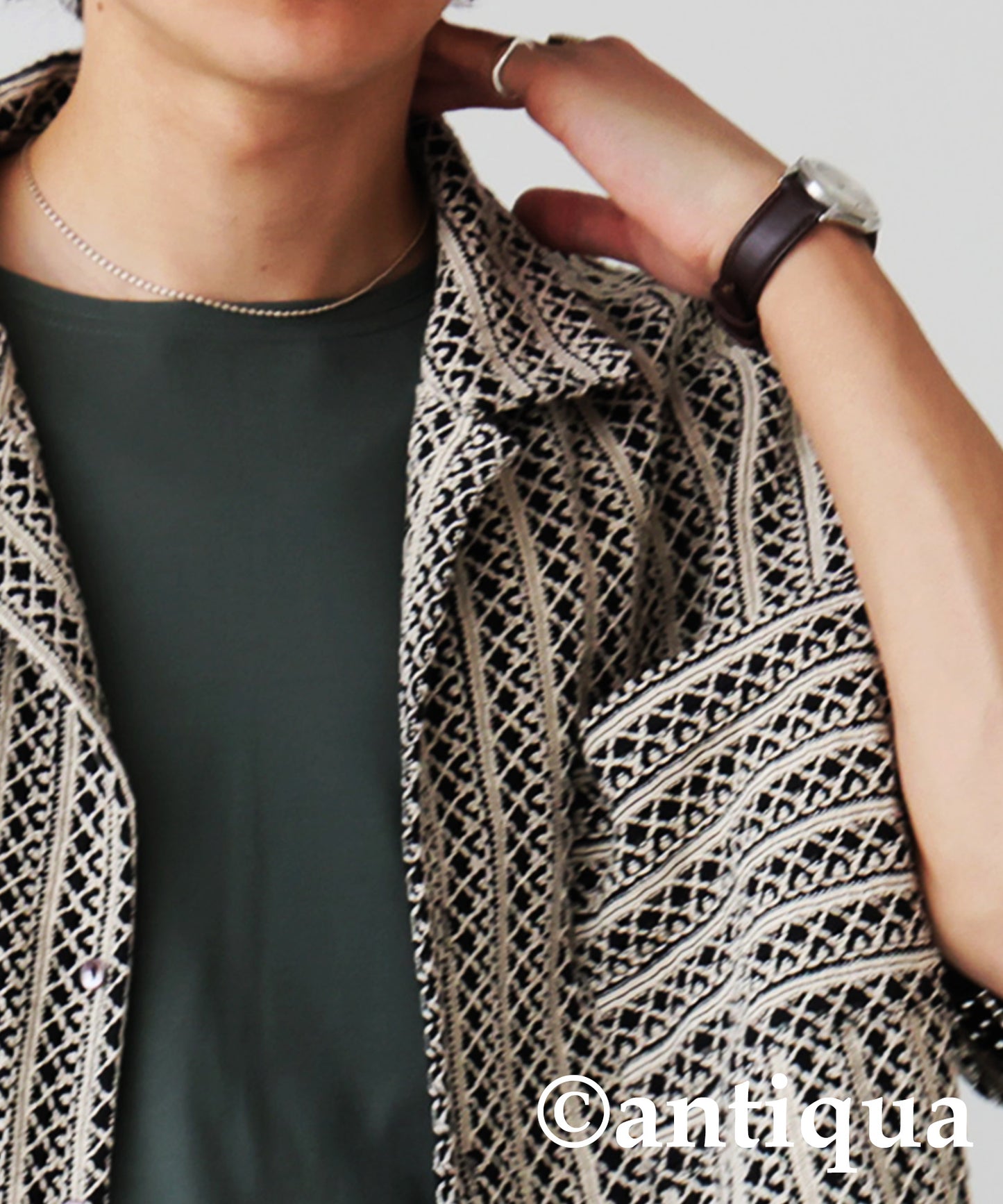 Men's Lace Open Collar Shirt