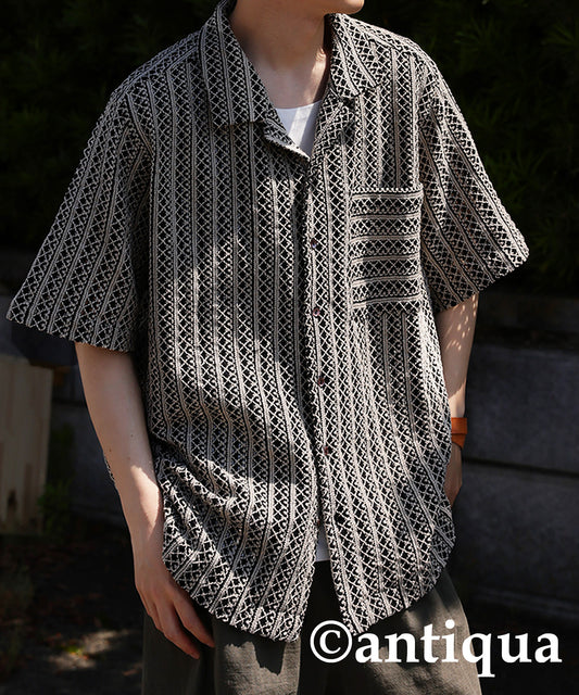 Men's Lace Open Collar Shirt