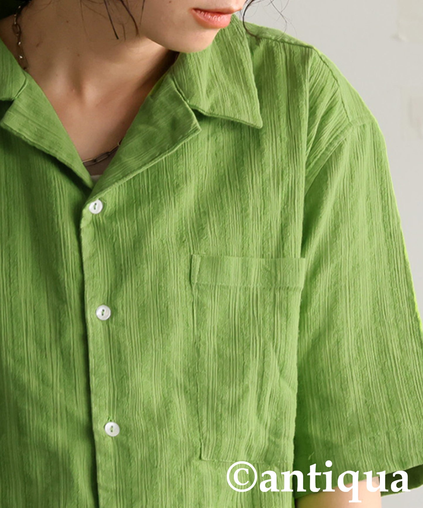 Ladies Crepe Dobby Open-Collar Shirt