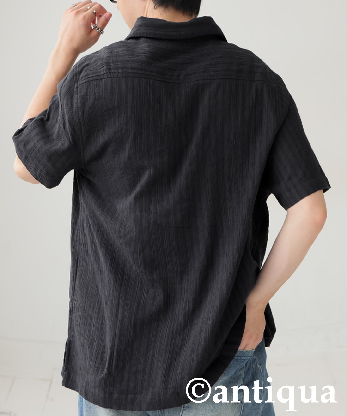 Men's Crepe Dobby Open-Collar Shirt