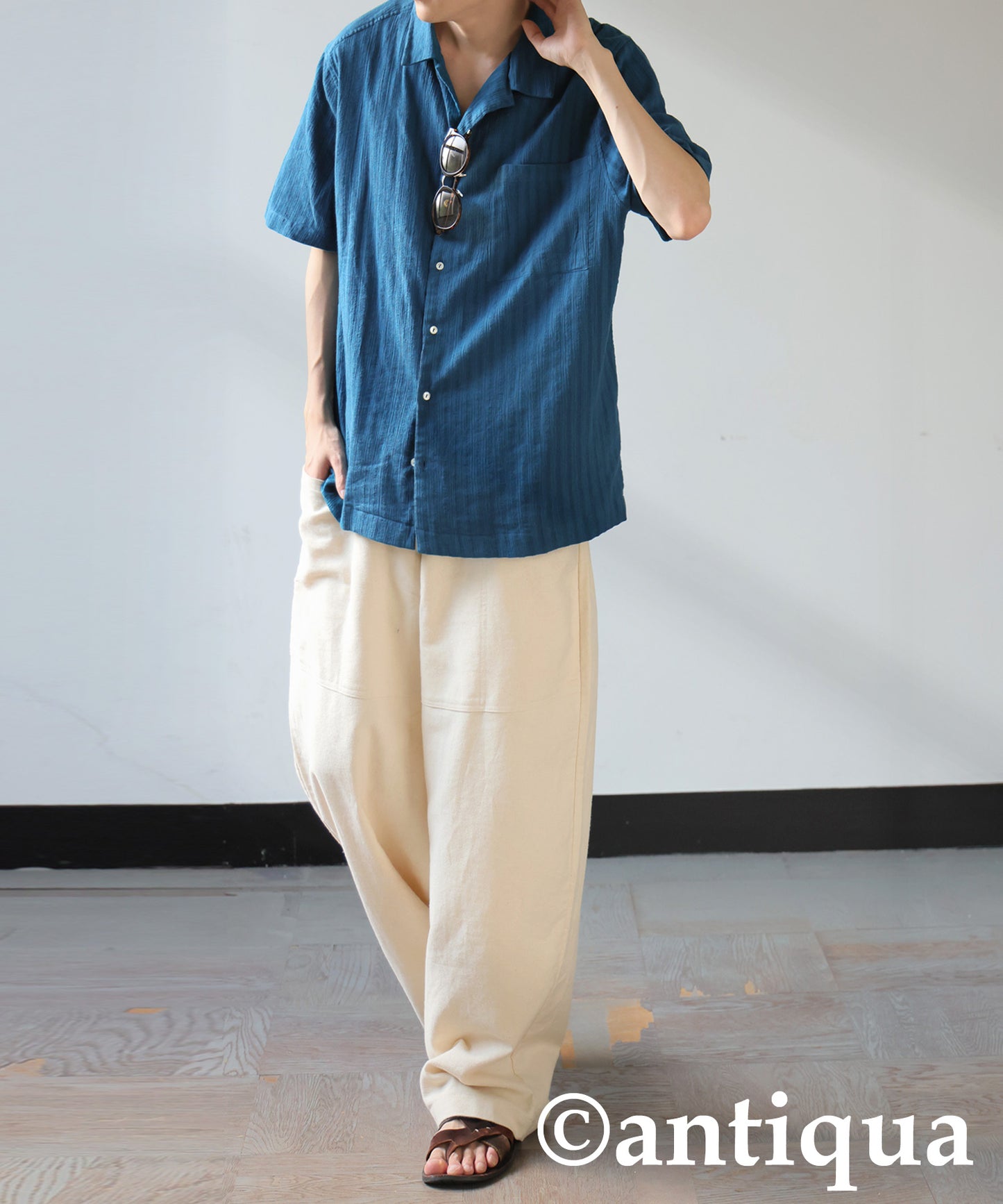 Men's Crepe Dobby Open-Collar Shirt