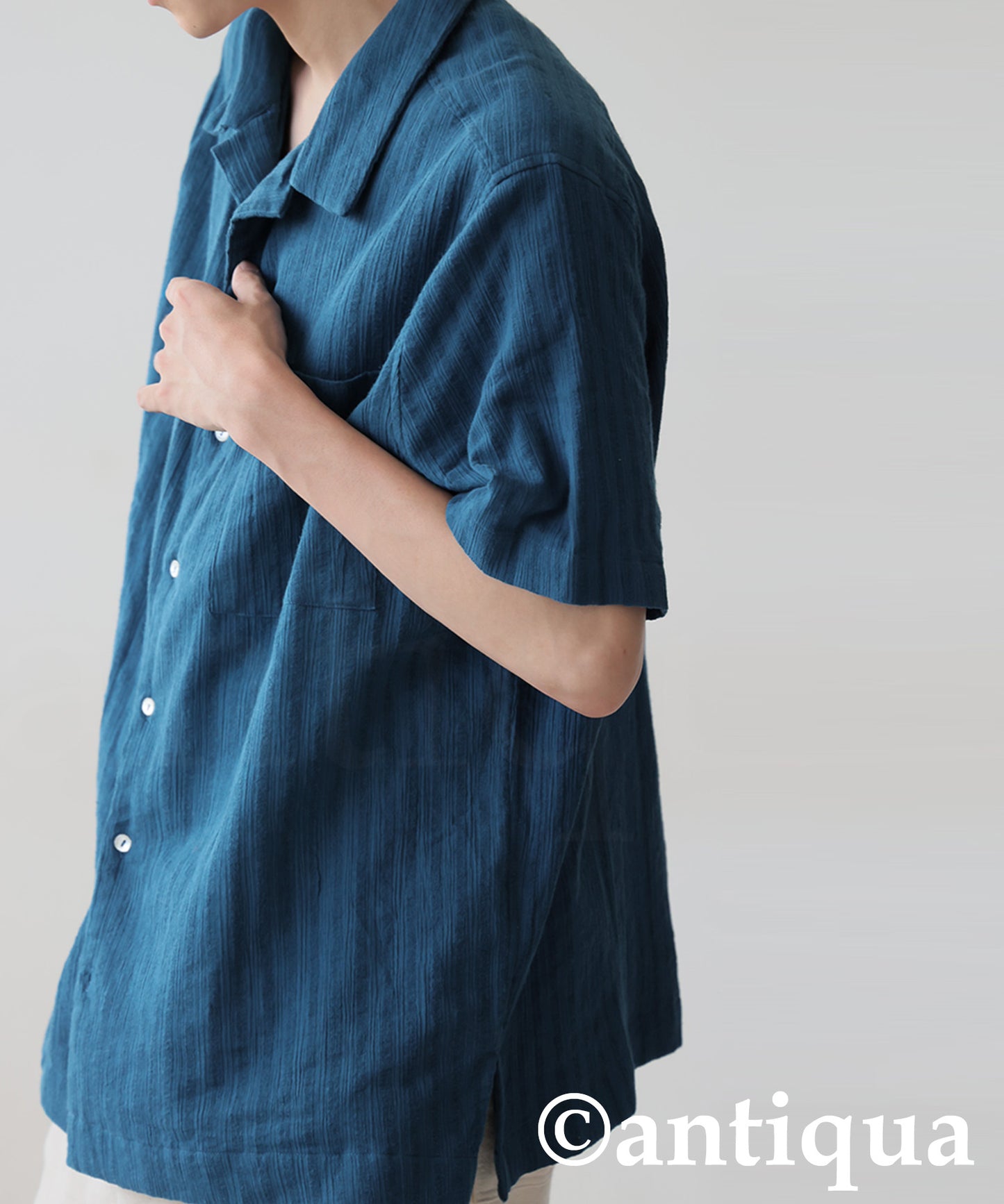 Men's Crepe Dobby Open-Collar Shirt