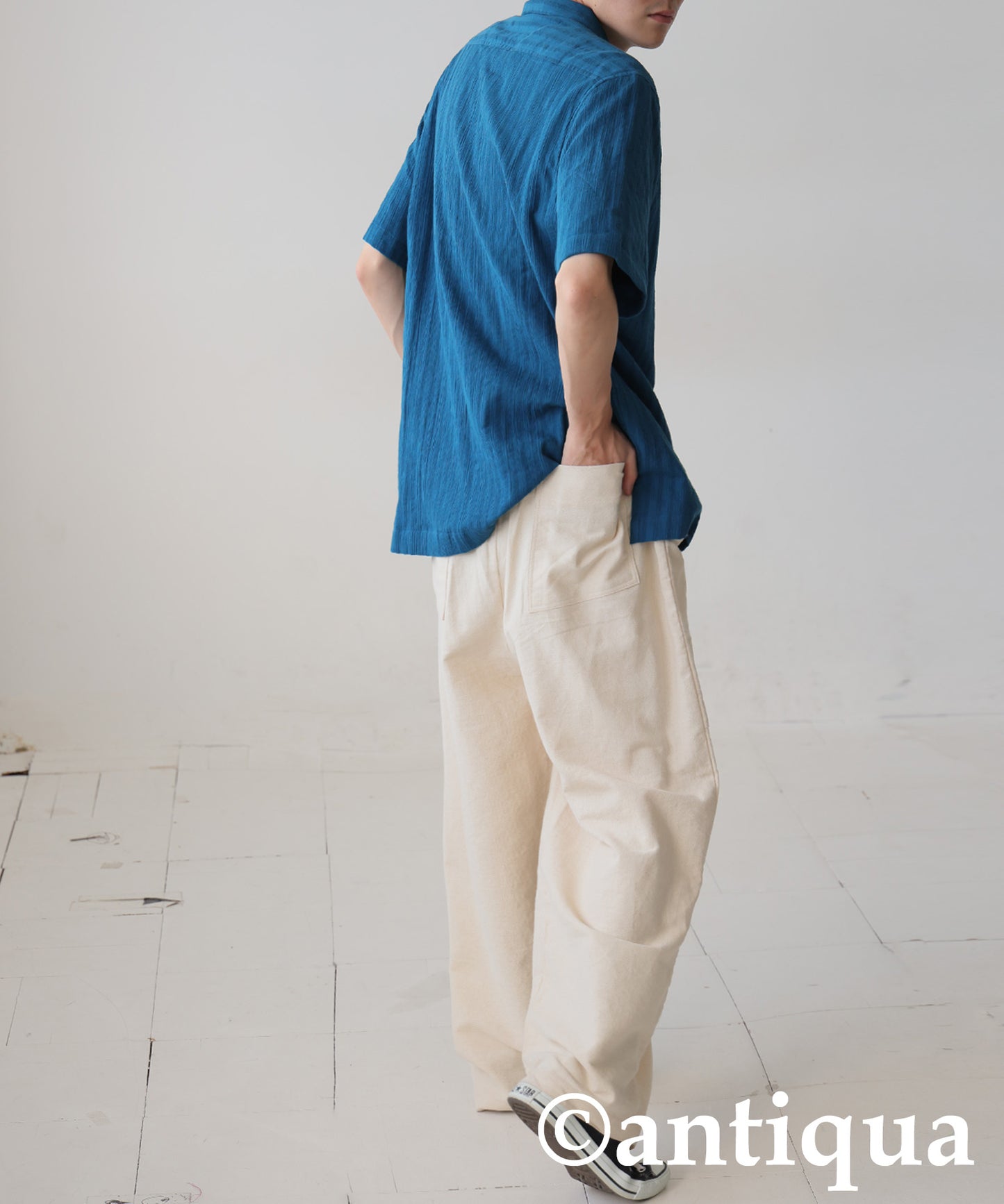 Men's Crepe Dobby Open-Collar Shirt