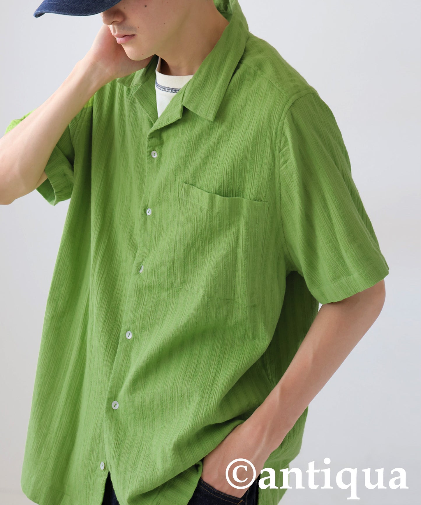Men's Crepe Dobby Open-Collar Shirt