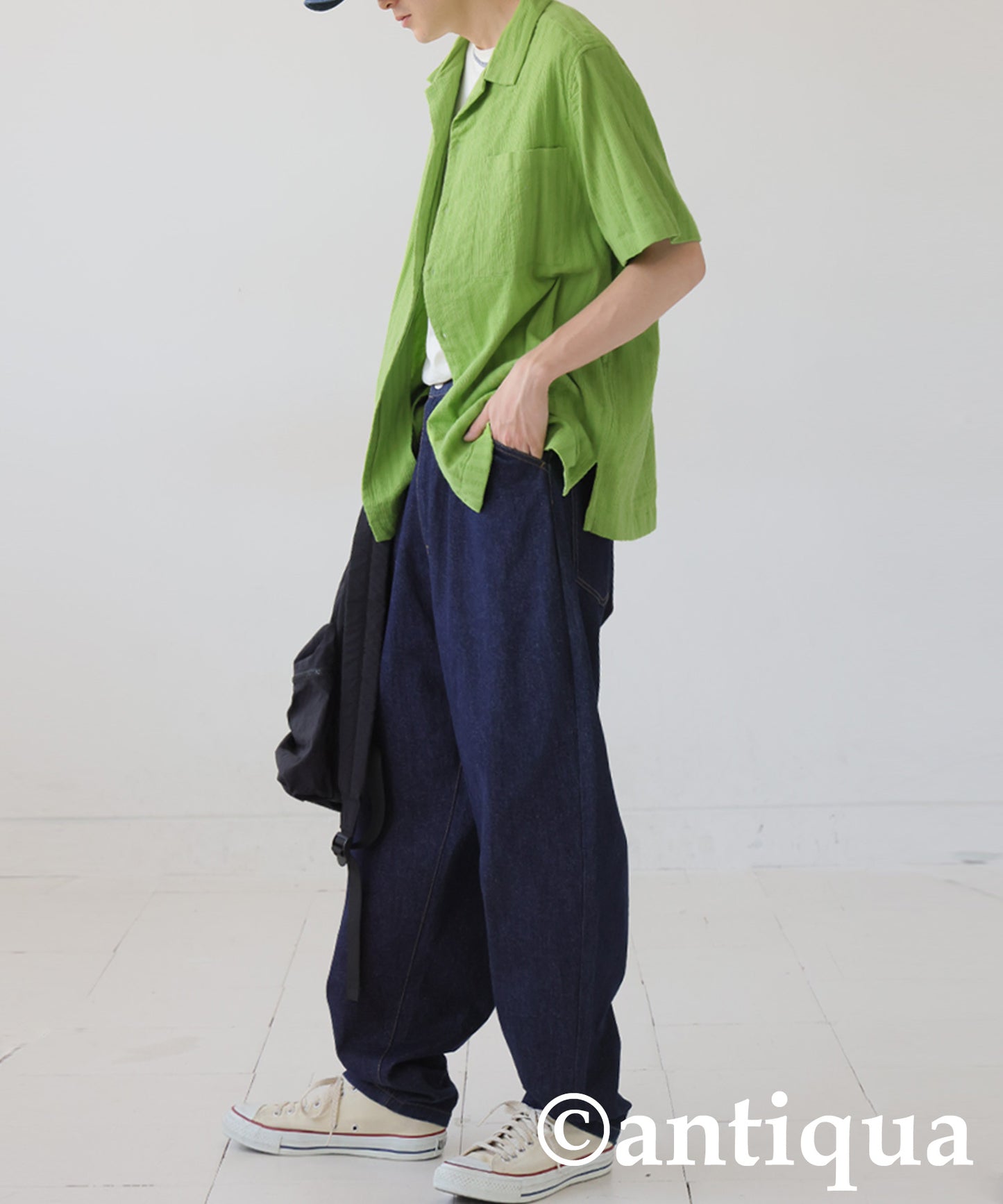 Men's Crepe Dobby Open-Collar Shirt