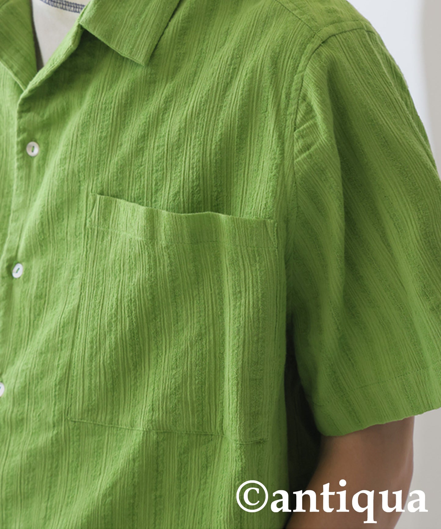 Men's Crepe Dobby Open-Collar Shirt