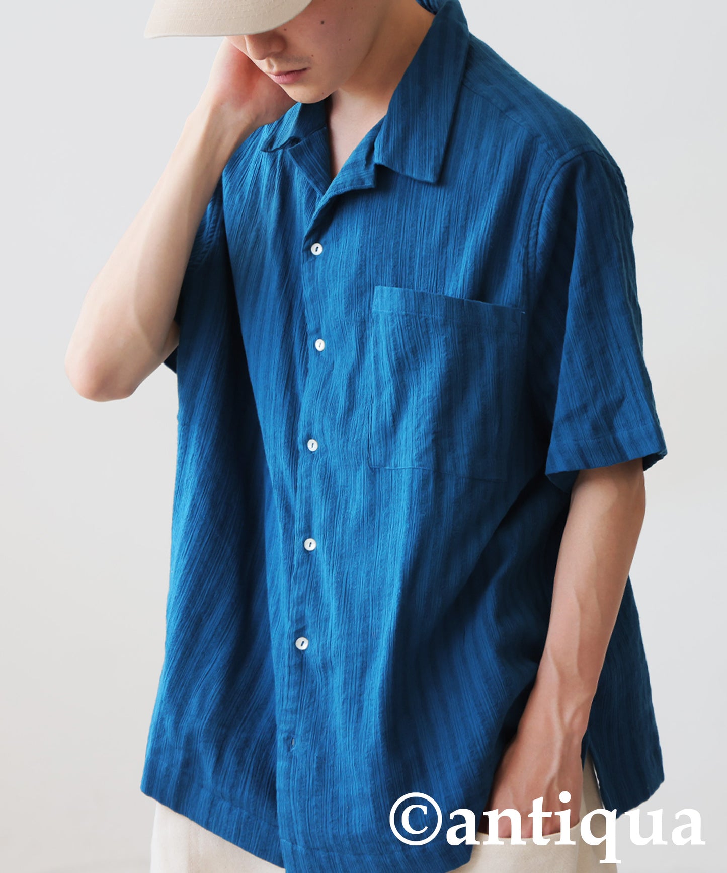 Men's Crepe Dobby Open-Collar Shirt