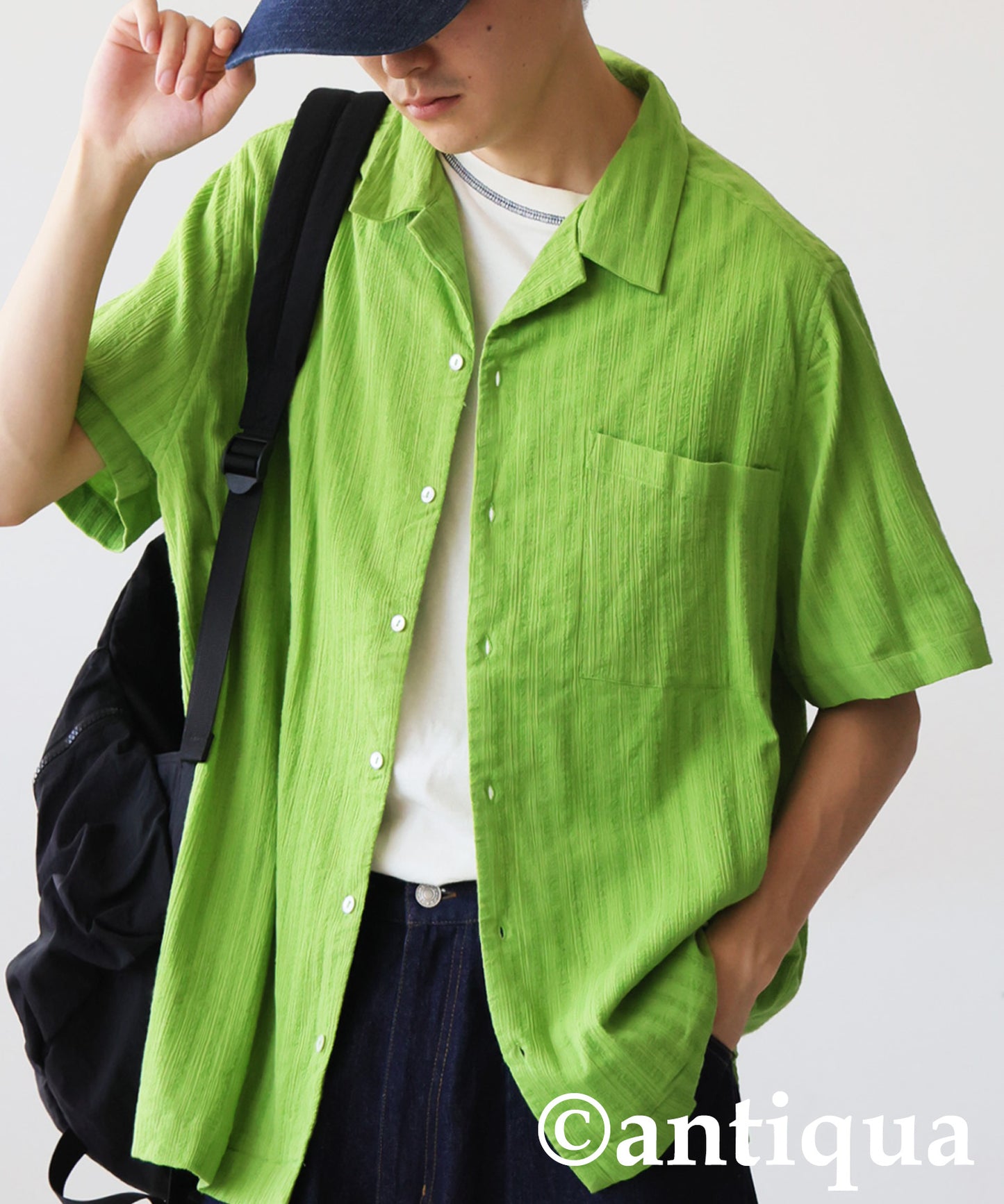 Men's Crepe Dobby Open-Collar Shirt