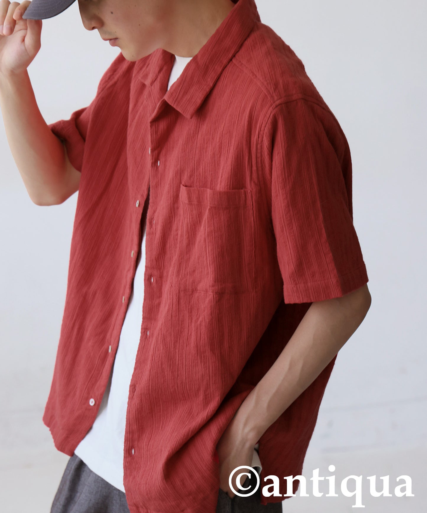 Men's Crepe Dobby Open-Collar Shirt