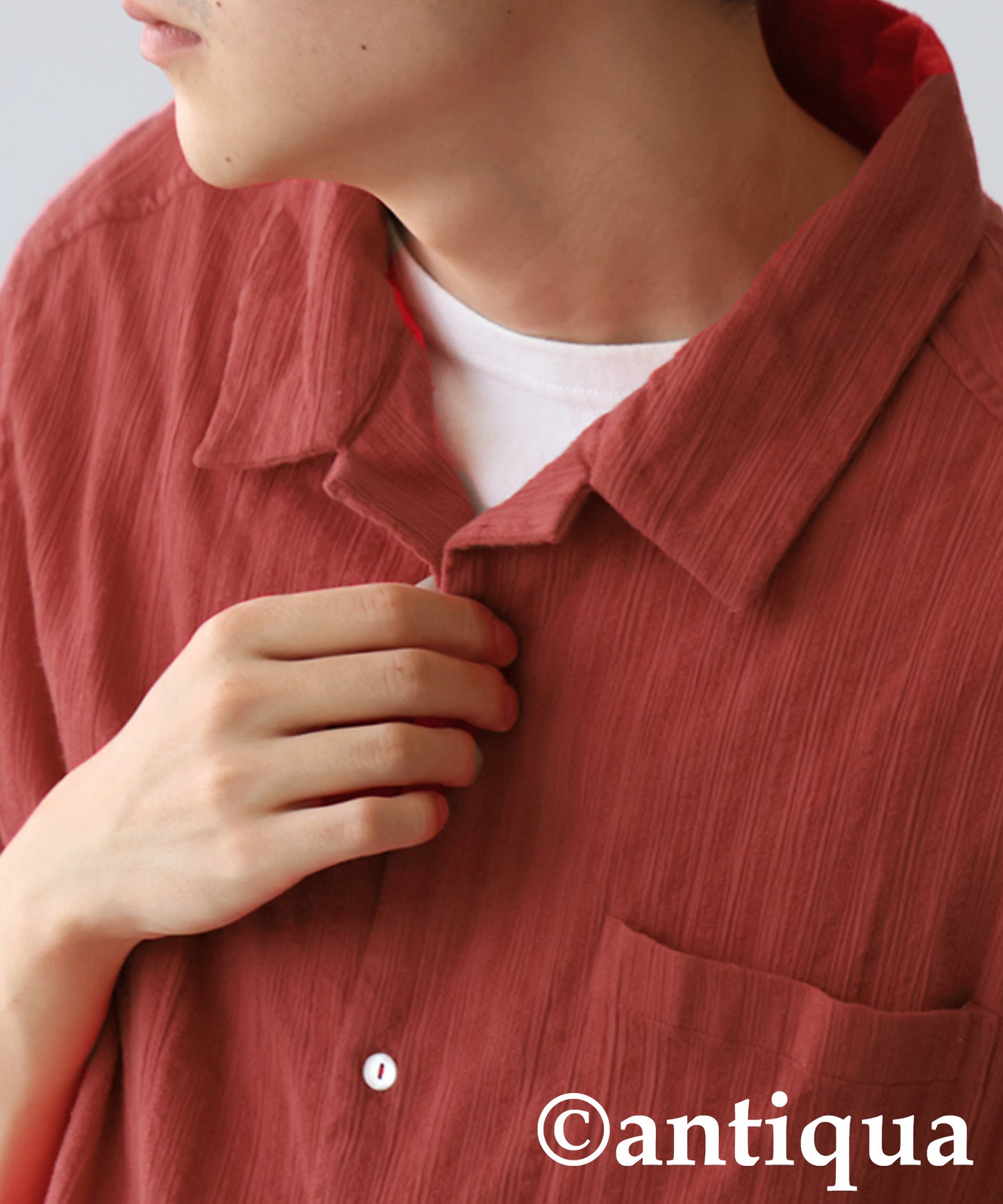 Men's Crepe Dobby Open-Collar Shirt