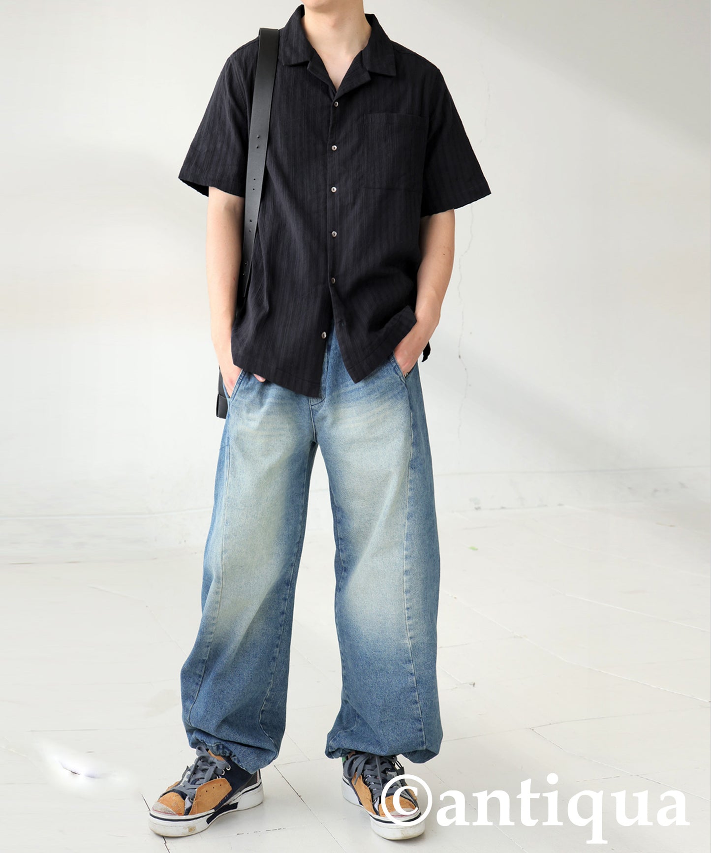 Men's Crepe Dobby Open-Collar Shirt