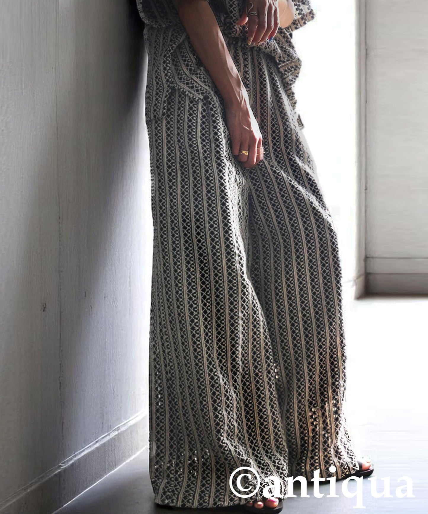 Ladies Full Lace Tucked Wide Pants