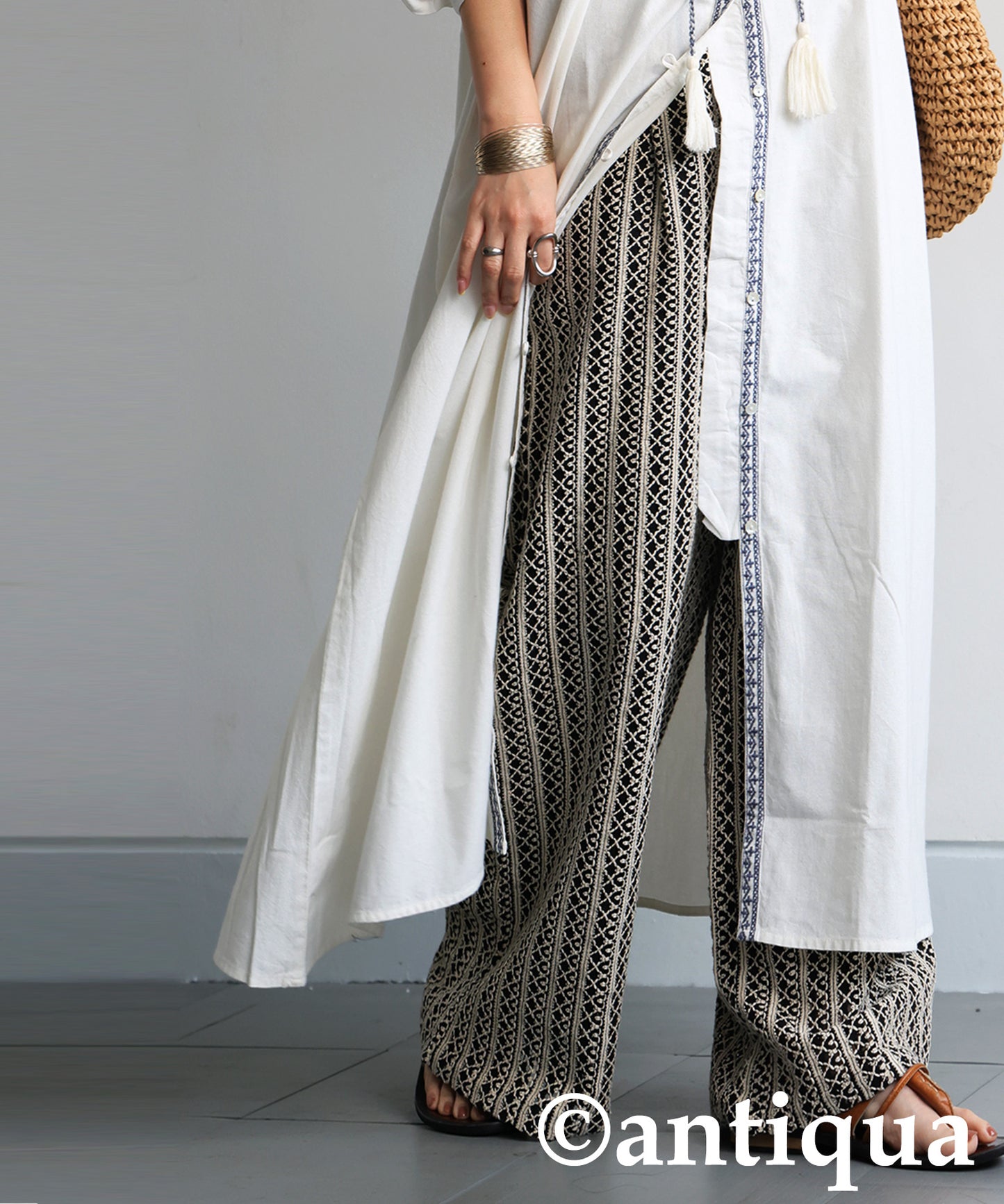 Ladies Full Lace Tucked Wide Pants