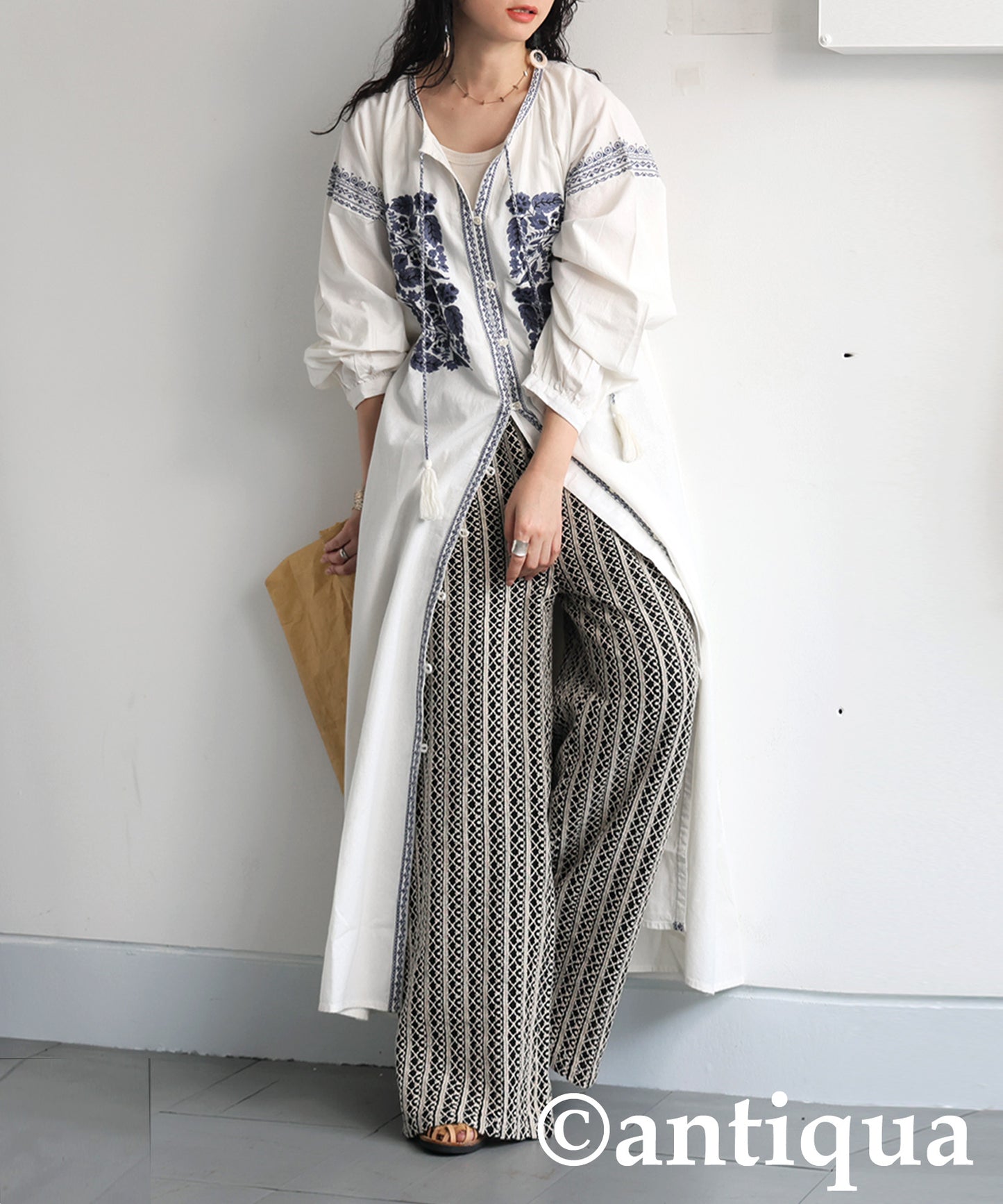 Ladies Full Lace Tucked Wide Pants