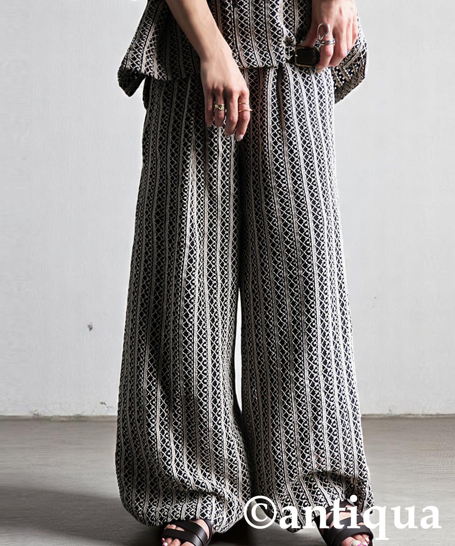 Ladies Full Lace Tucked Wide Pants