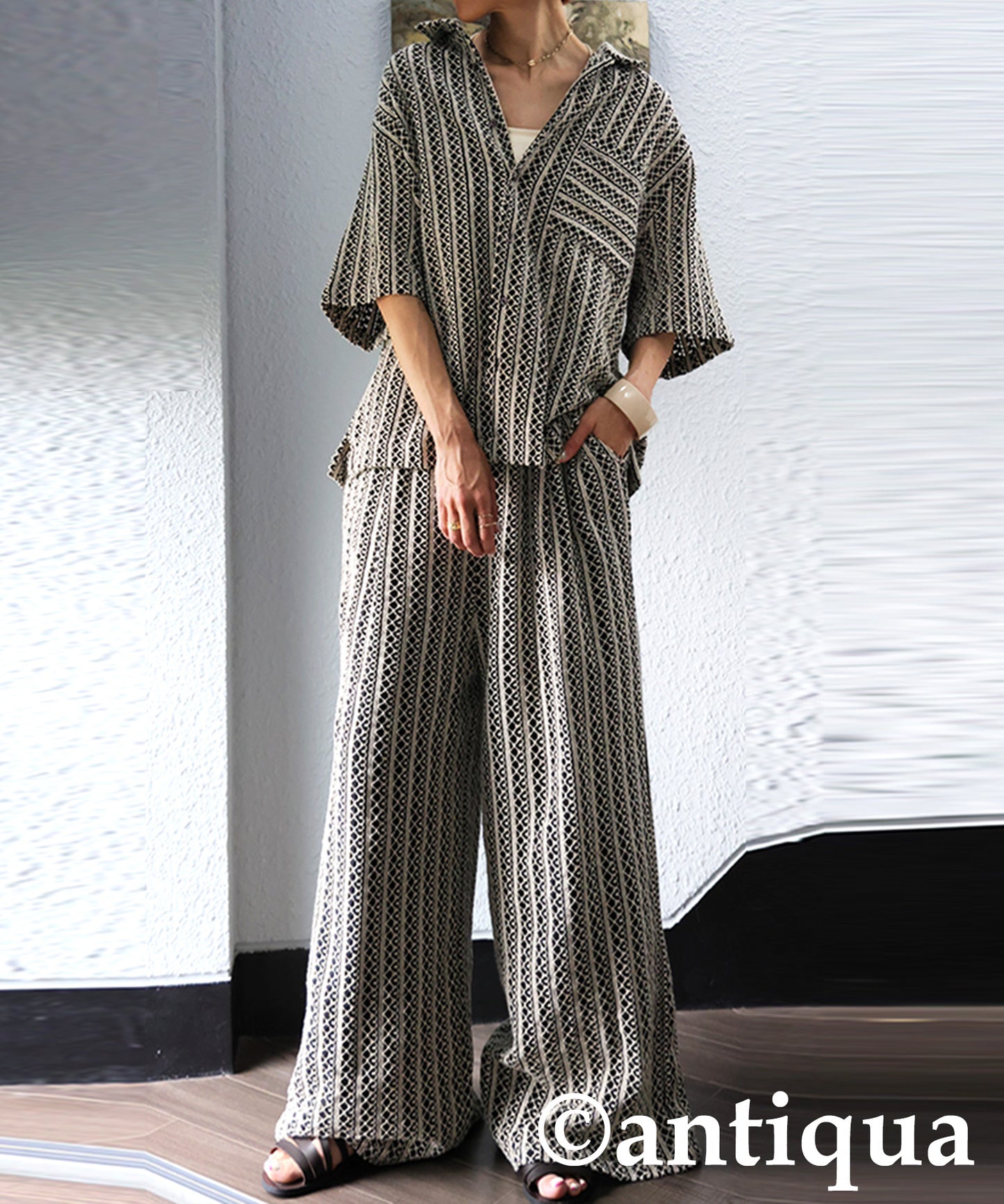 Ladies Full Lace Tucked Wide Pants