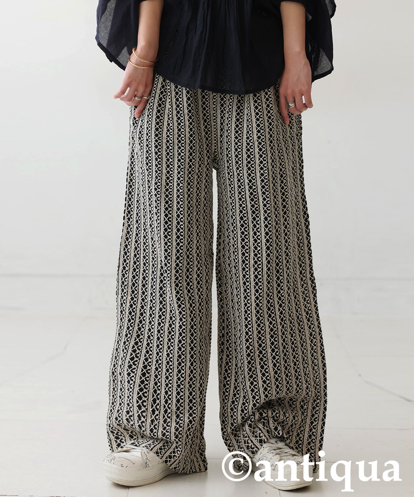 Ladies Full Lace Tucked Wide Pants