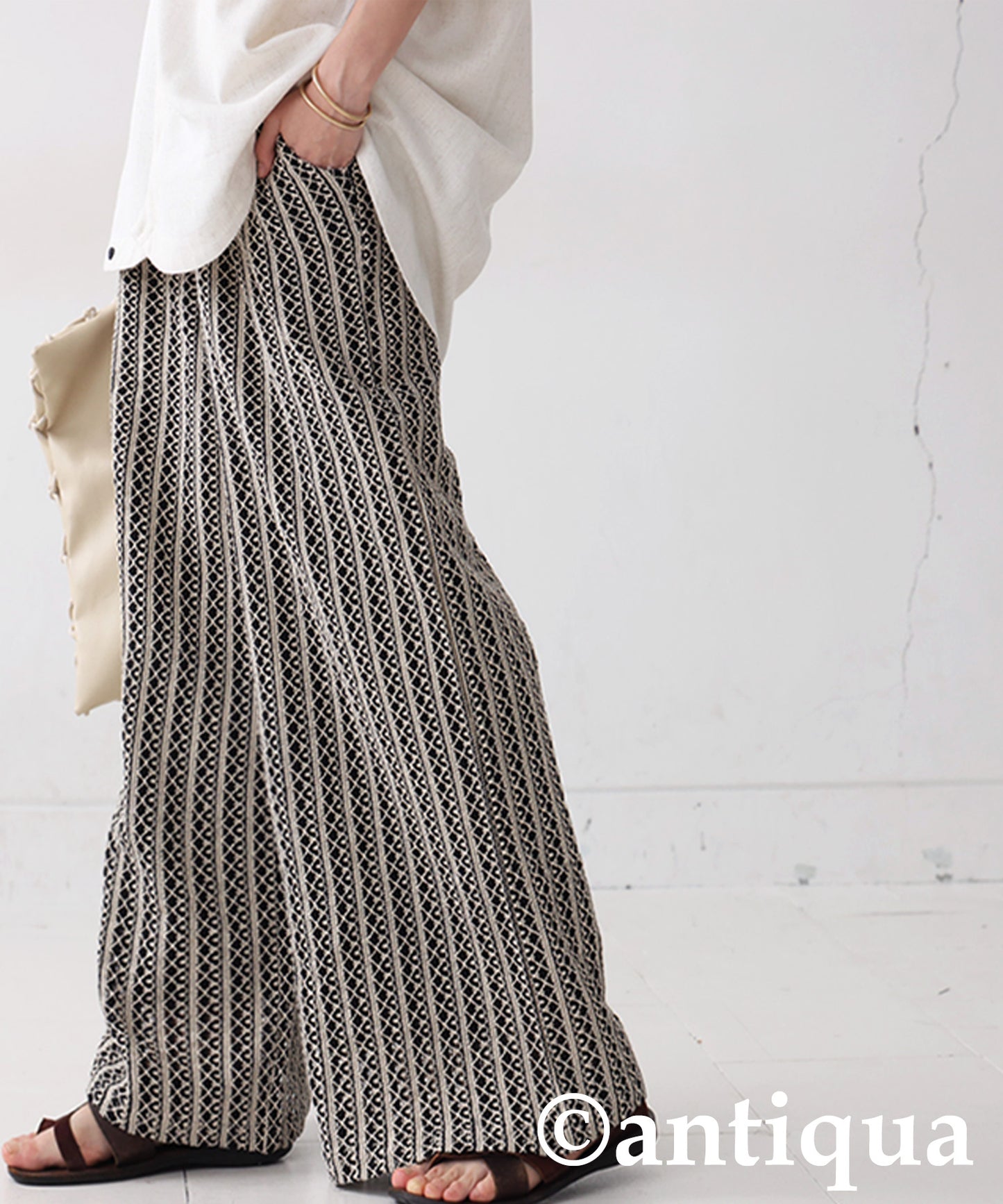 Ladies Full Lace Tucked Wide Pants