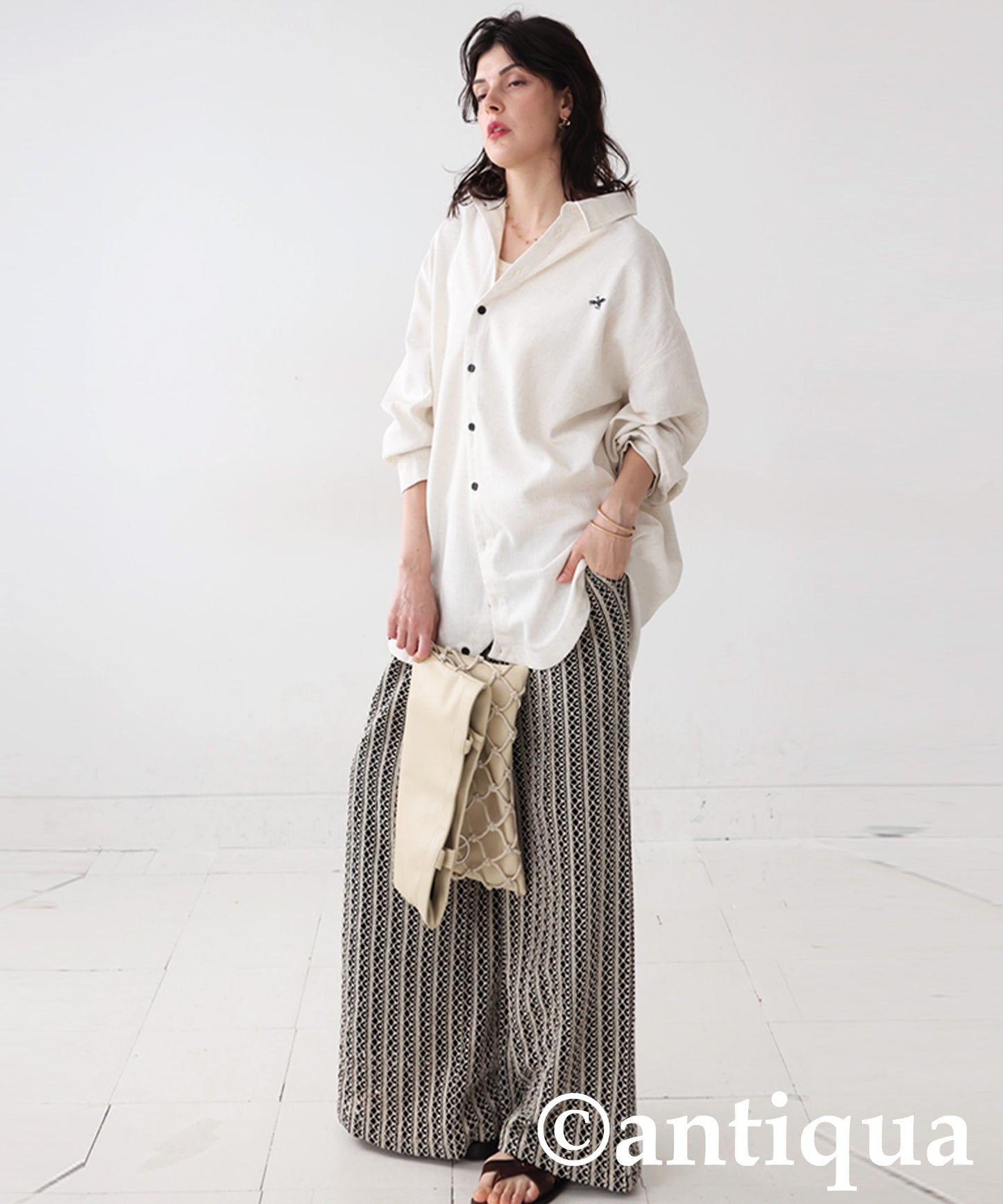 Ladies Full Lace Tucked Wide Pants