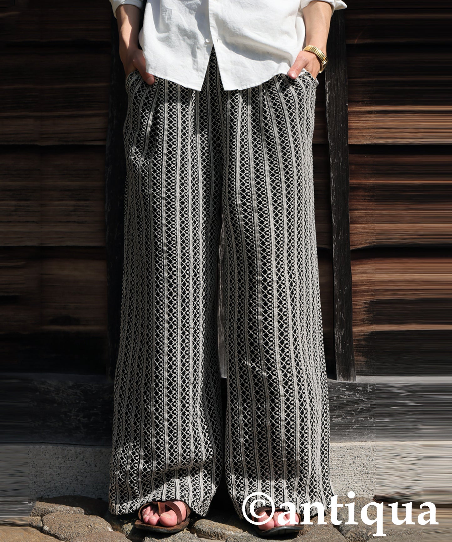 Men’s Full Lace Tucked Wide Pants