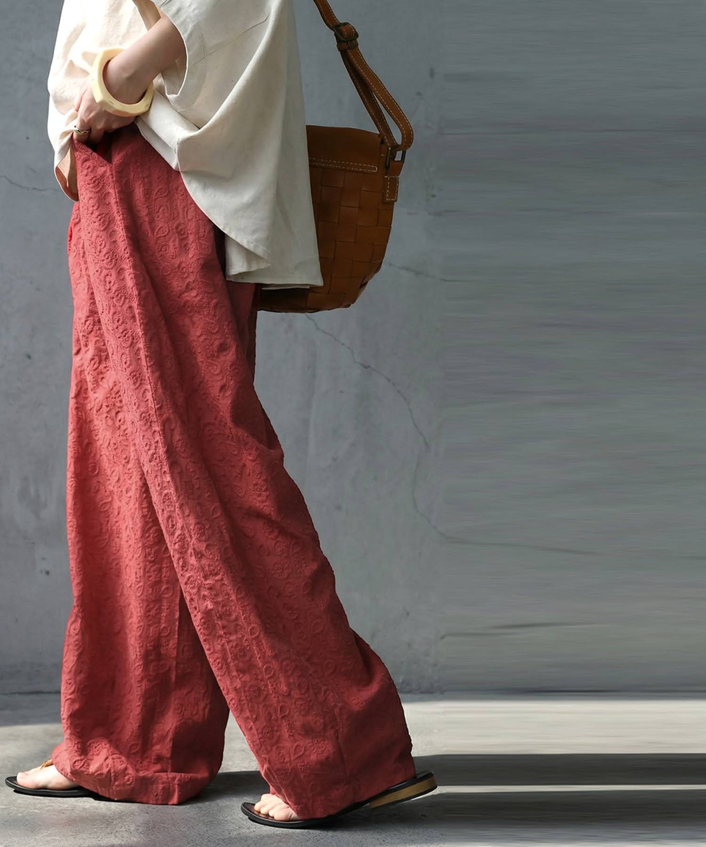 Paisley Embroidered Barrel Leg Pants Ladies