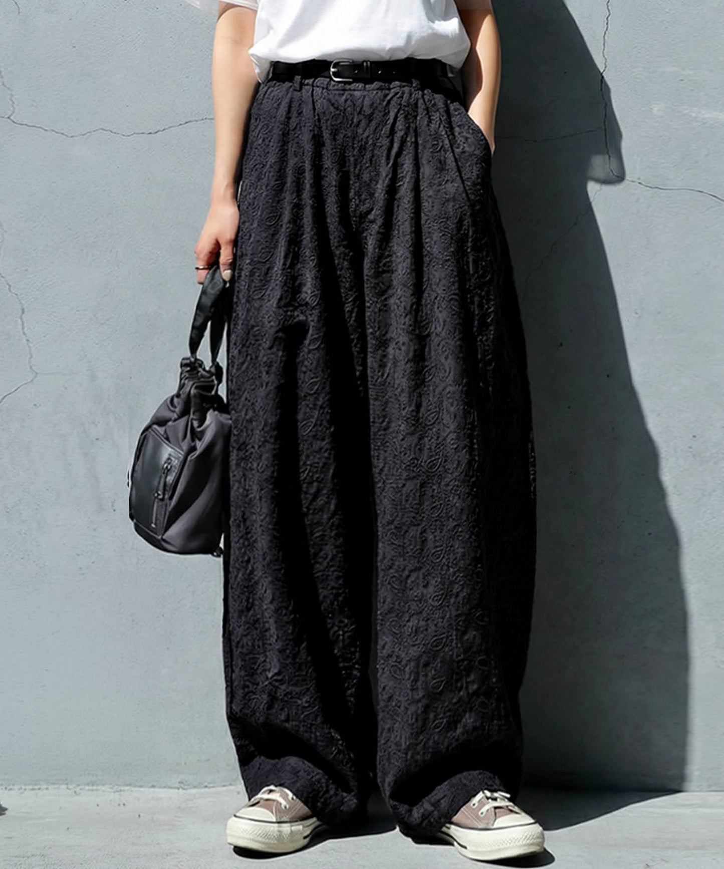 Paisley Embroidered Barrel Leg Pants Ladies