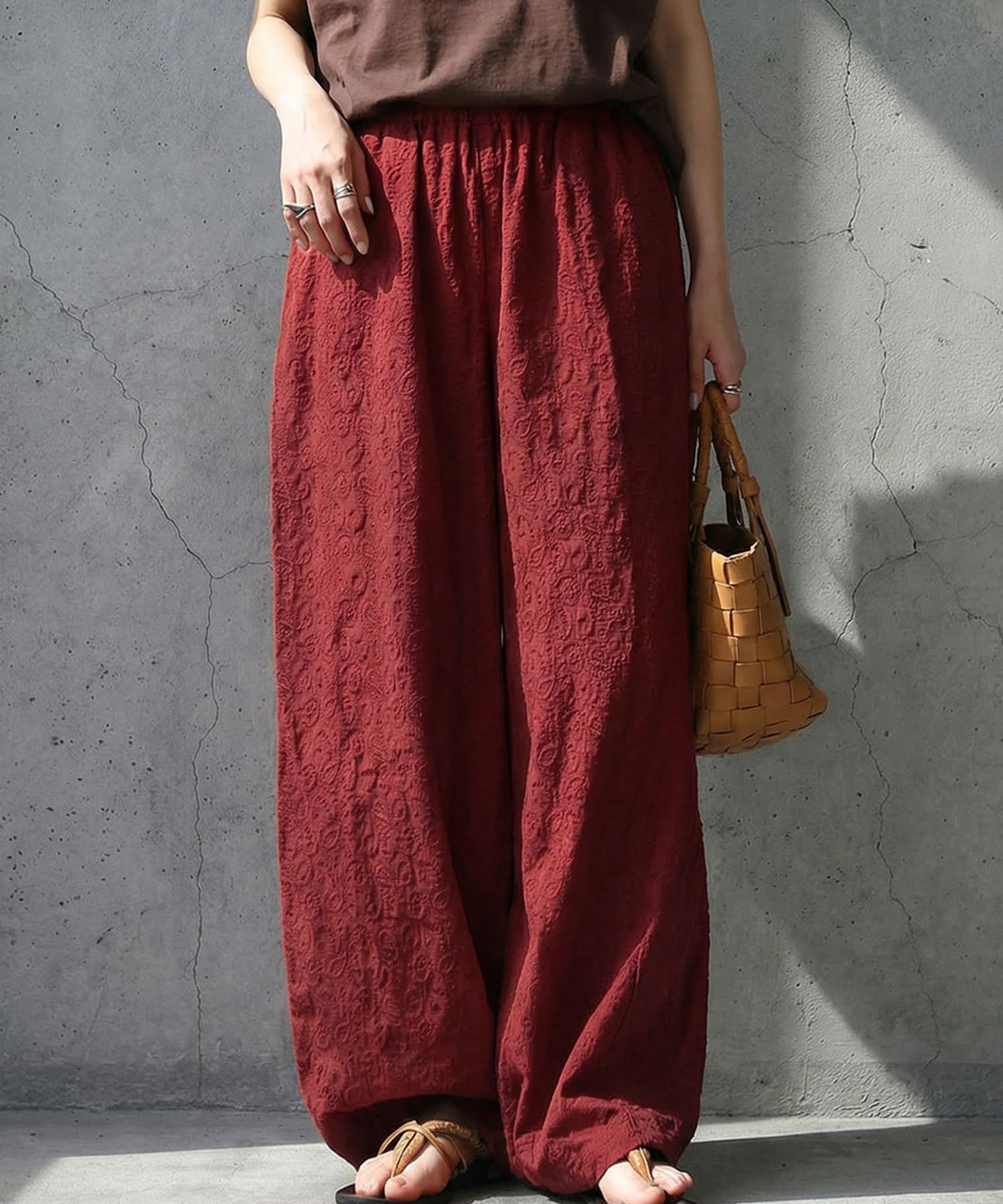 Paisley Embroidered Barrel Leg Pants Ladies
