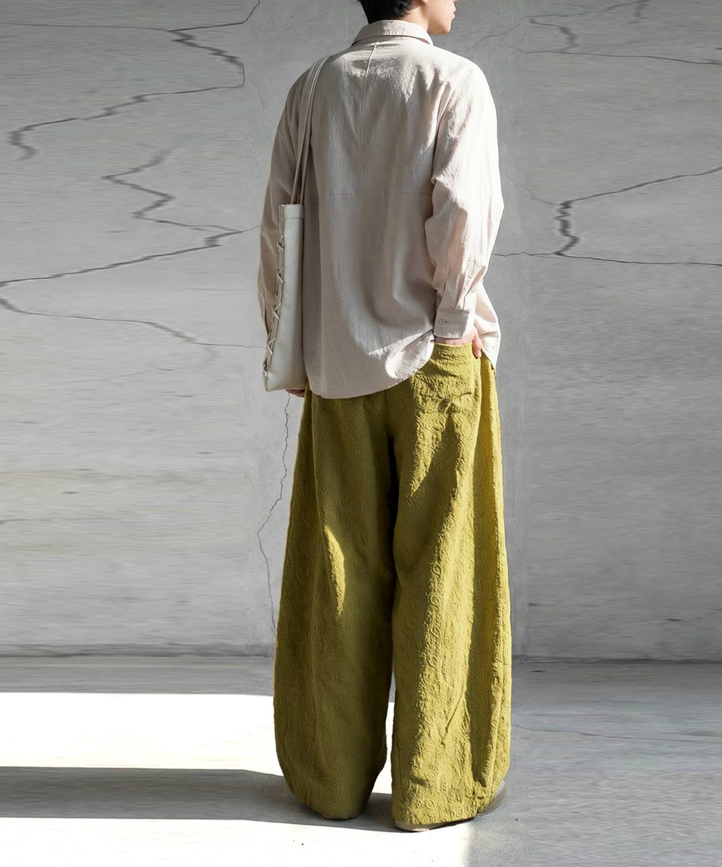 Paisley Embroidered Barrel Leg Pants Men's